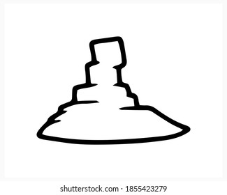 Doodle monument valley arizona icon isolated on white. Rock line art. Sketch stone. Vector stock illustration. EPS 10