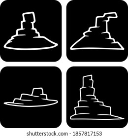 Doodle monument valley arizona icon. Rock line art. Sketch stone. Vector stock illustration. EPS 10