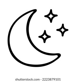 Doodle moon with stars. Hand-drawn crescent