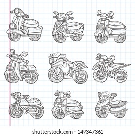 doodle motorcycle icons