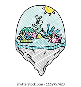 doodle mountain and exotic seaweed in the float island