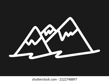 Doodle Mountain Icon. Hand Drawing Line Art. Sketch Vector Stock Illustration Illustration. EPS 10