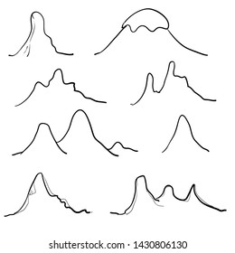 doodle mountain icon hand drawn style