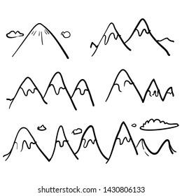 doodle mountain icon hand drawn style