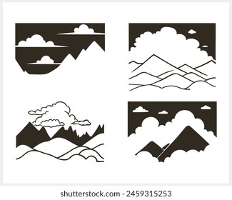 Doodle mountain icon isolated. Hand drawing line art. Vector stock illustration illustration. EPS 10