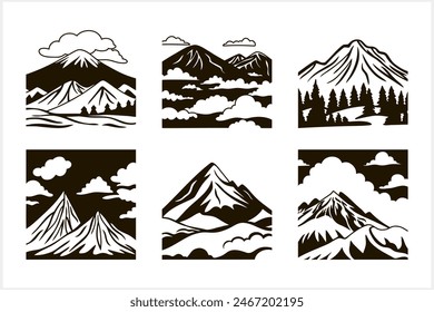 Doodle mountain icon isolated. Hand drawing clip art. Vector stock illustration illustration. EPS 10