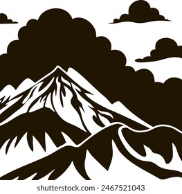 Doodle mountain icon isolated. Hand drawing clip art. Vector stock illustration illustration. EPS 10
