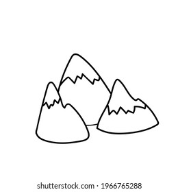 doodle mountain with snow, hand drawn style. Vector illustration