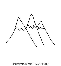 Doodle mountains icon in vector. Hand drawn mountains icon in vector