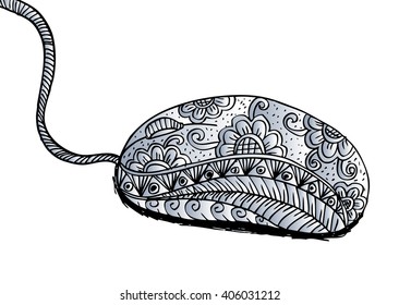Doodle mouse. Hand drawing illustration