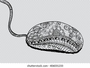 Doodle mouse. Hand drawing illustration