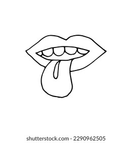 Human mouth with wooden tongue depressor Vector Image