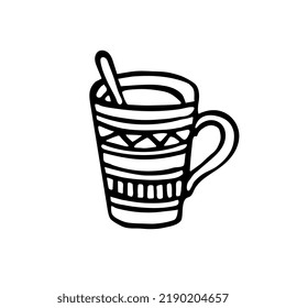 Doodle mud with tea spoon. Hand-drawn vector illustration