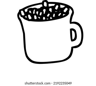 Doodle mug of cocoa with marshmallows