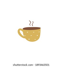 Doodle mug icon. Vector hand colored drawn illustration