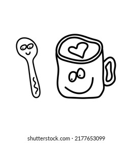Montaje de tazas y cucharas