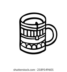 Mugre de perro con bolso de té. Ilustración vectorial dibujada a mano