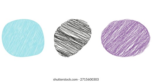Doodle Lápiz multicolor, tiza o carbón Formas de dibujo Textura Grunge Elementos de diseño planos mínimos. Materiales de impresión de Ilustración vectorial aislados para niños Cuentos temáticos Cubierta Anuncio promocional, folletos