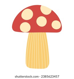Doodle mushroom in cartoon style isolated on white background. Hand drawn cute nature element for kids design. Great for apparel, prints, stickers. Vector illustration