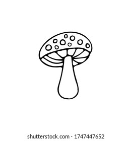 Doodle mushroom icon in vector. Hand drawn mushroom icon in vector