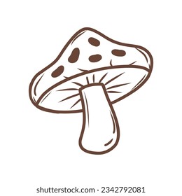 Doodle mushroom illustration. Autumn vector hand drawn color icon