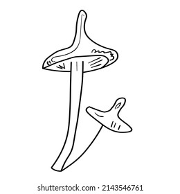 Doodle mushroom set. Cute bio line art collection. Black vector on white backround.