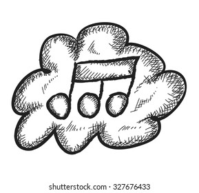 doodle music in cloud, vector illustration