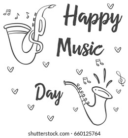 Doodle of music day hand draw vector art