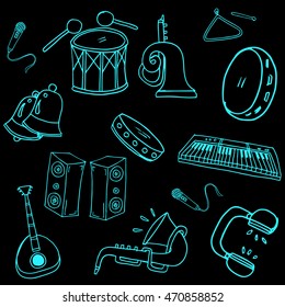 Doodle of music element set hand draw