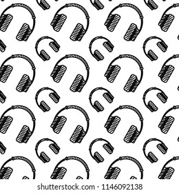 doodle music headphone object technology background