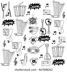 Doodle of music icon set stock vector illustration