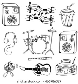 Doodle of music object hand draw vector art