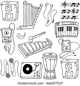 Doodle of music object theme stock collection