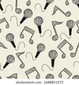 doodle music patterns for backgrounds, wrapping, wallpaper, etc.