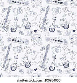 doodle music seamless background