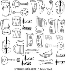 Doodle of music set hand draw vector illustration