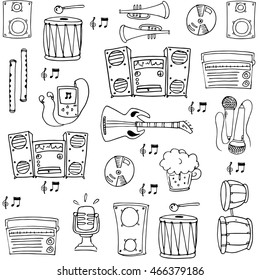 Doodle of music set hand draw stock collection