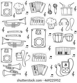 Doodle music set hand draw vector illustration