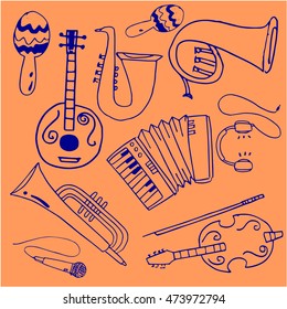 Doodle of music stock collection vector art illustration