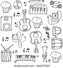 Doodle of music theme hand draw vector art