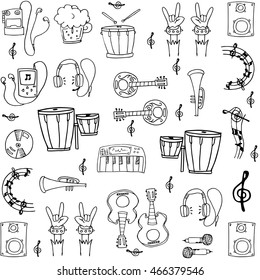 Doodle of music tools stock collection vector art
