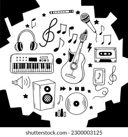 vector de música doodle para afiches
