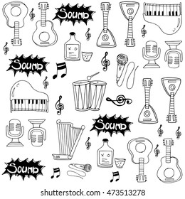 Doodle of musical instrument vector hand draw
