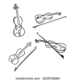 Doodle musical instruments set, vector, set of musical instruments, vector sketch illustration