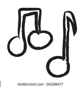 doodle musical note isolated on white, vector illustration icon