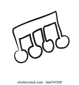 doodle musical note isolated on white, vector illustration icon