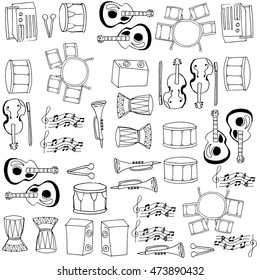 Doodle of musical tools collection vector illustration