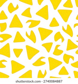doodle nachos pattern background. tortilla chips pattern. nachos seamless pattern background.