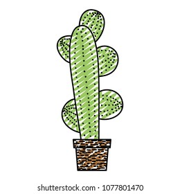 doodle natura cactus desert plant inside flowerpot