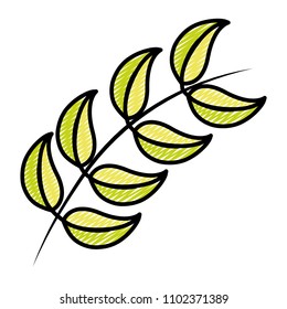 doodle natural branch tropical leaves style